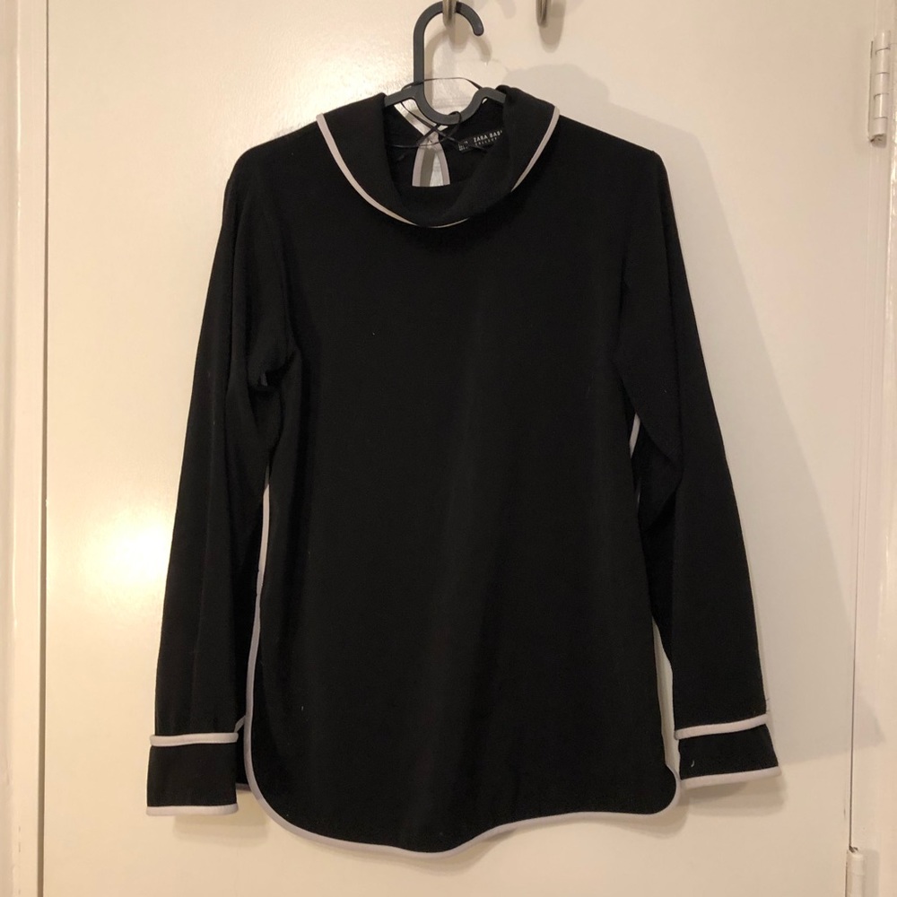 Zara white trim blouse